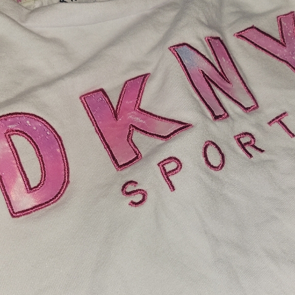 DKNY Kids White Tee with Pink Sport Logo - Picture 3 of 4